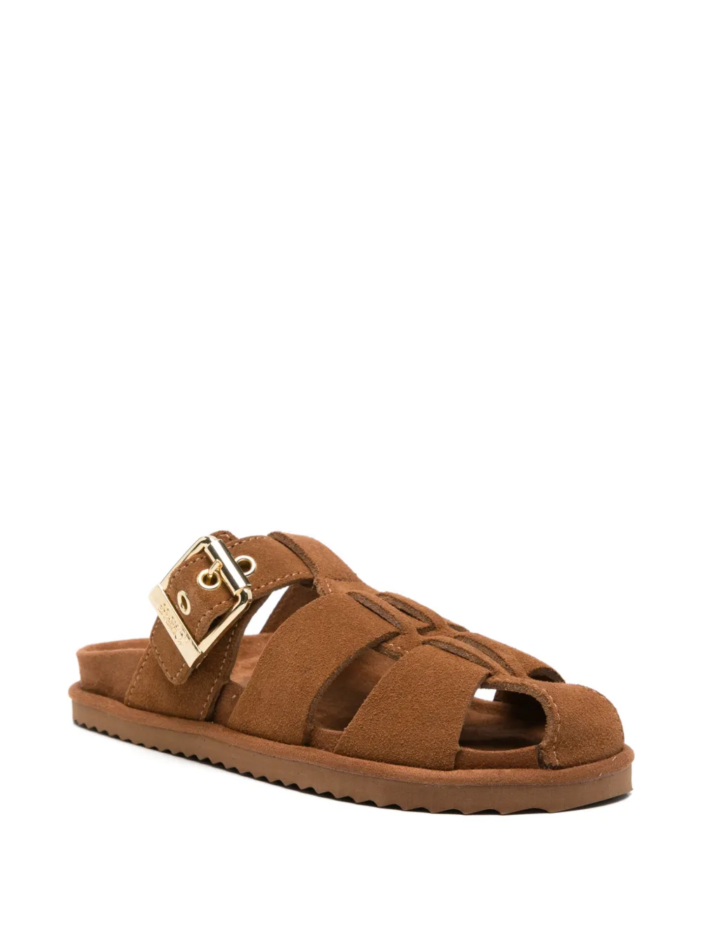 Colors Of California Gekooide suède sandalen met gespsluiting Bruin