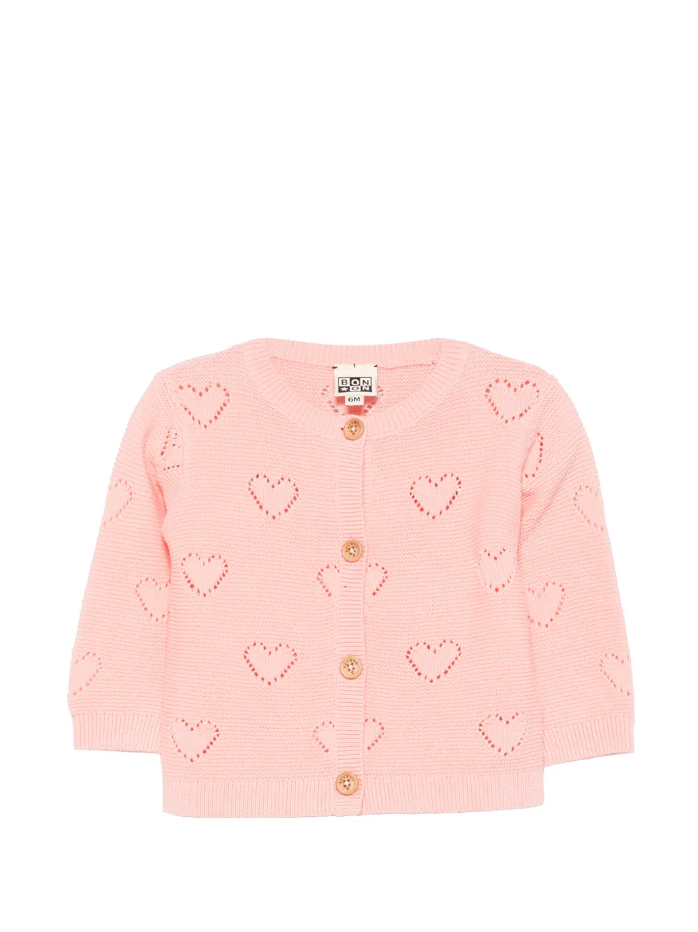 Bonton Lilet Coe heart-perforated cotton cardigan - Rosa