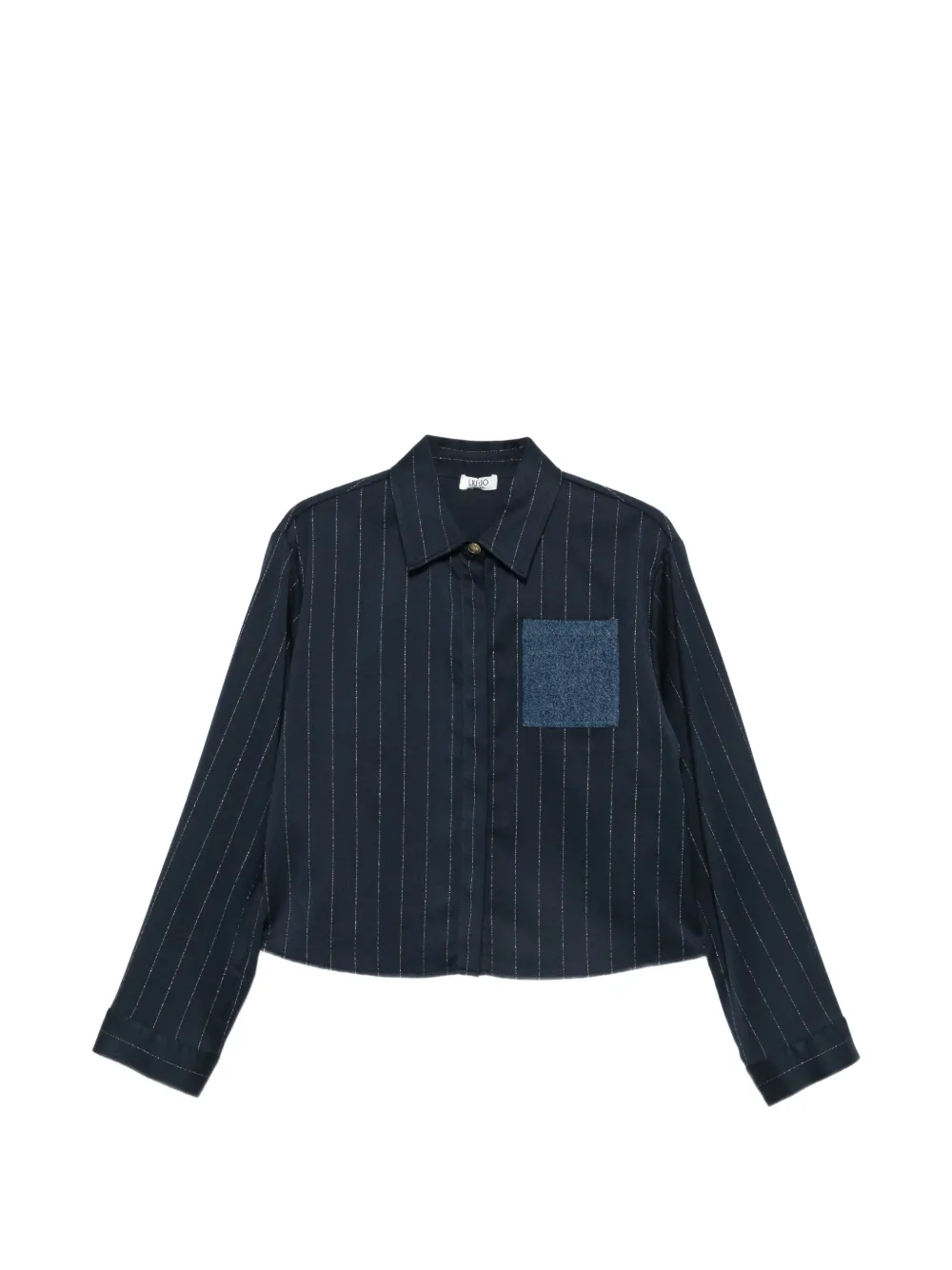 LIU JO pinstripe-print patch-pocket shirt - Blau