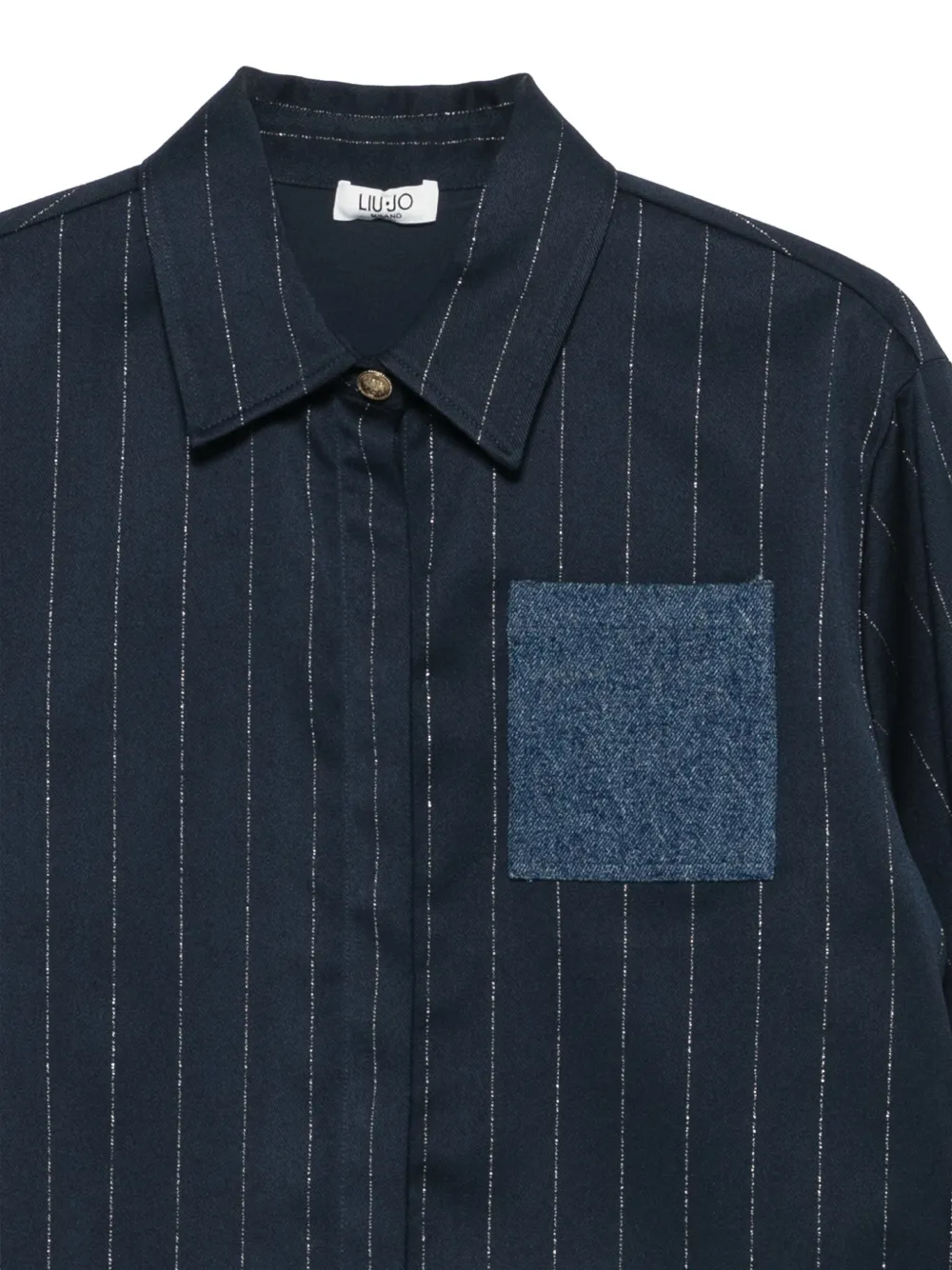 LIU JO Blouse met krijtstreep-print en opgestikte zak Blauw