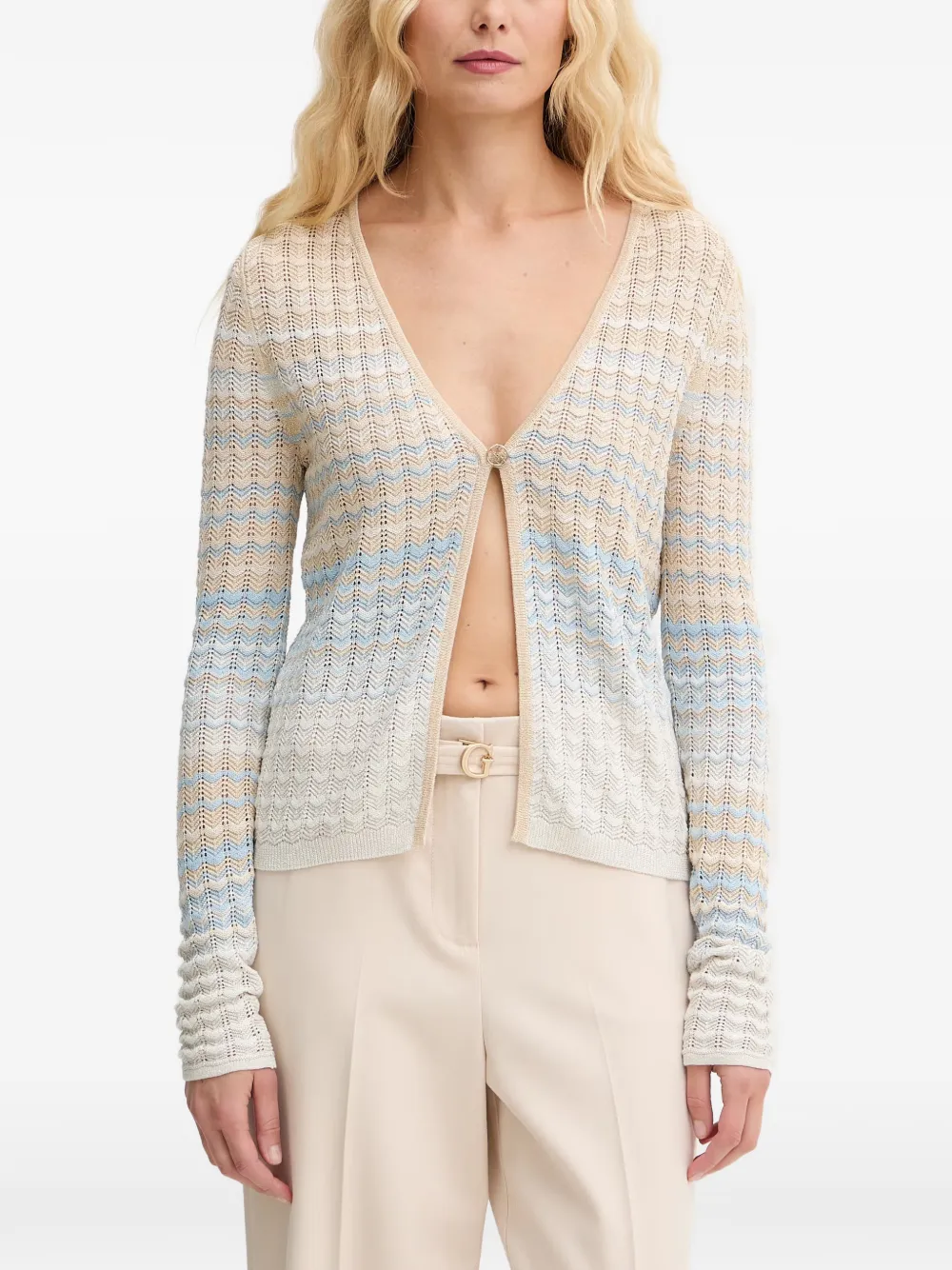 GUESS USA chevron-knit cardigan - Neutrals