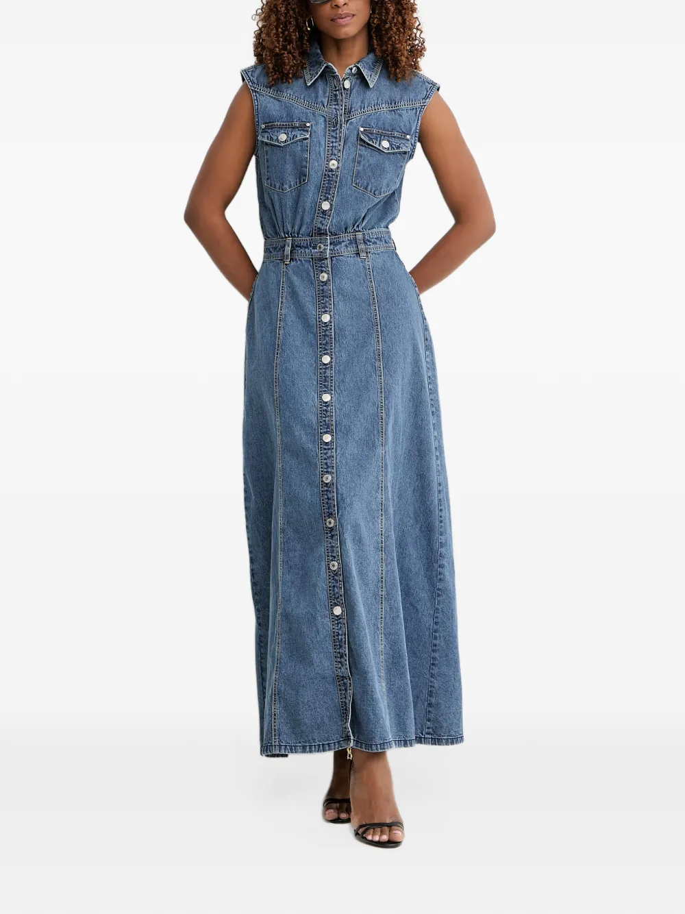 GUESS USA Denim maxi-jurk Blauw