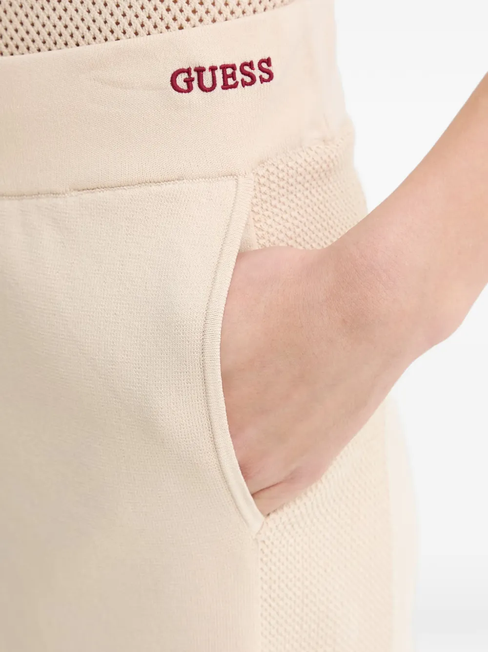 GUESS USA Shorts met geborduurd logo en trekkoord Beige