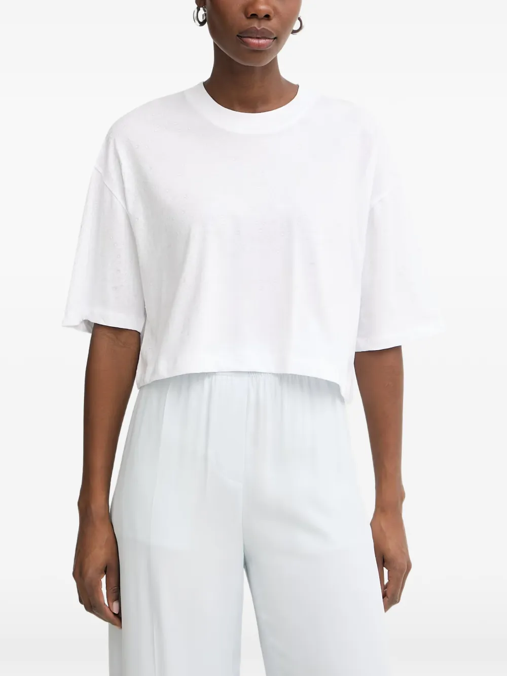 GUESS USA rhinestone-embellished cropped T-shirt - Bianco