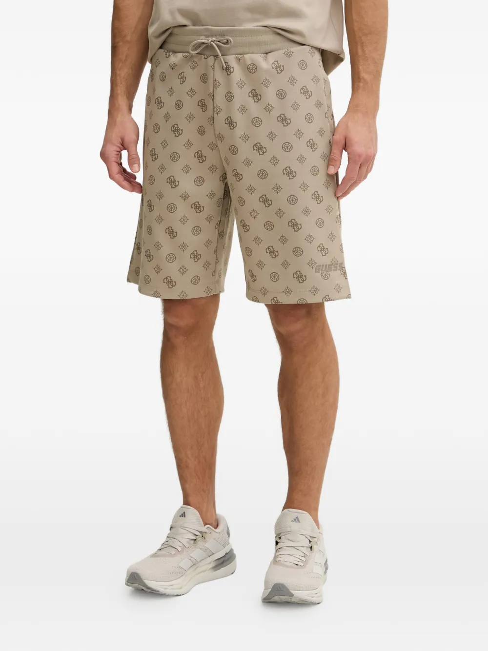 GUESS USA monogram-print drawstring shorts - Nude