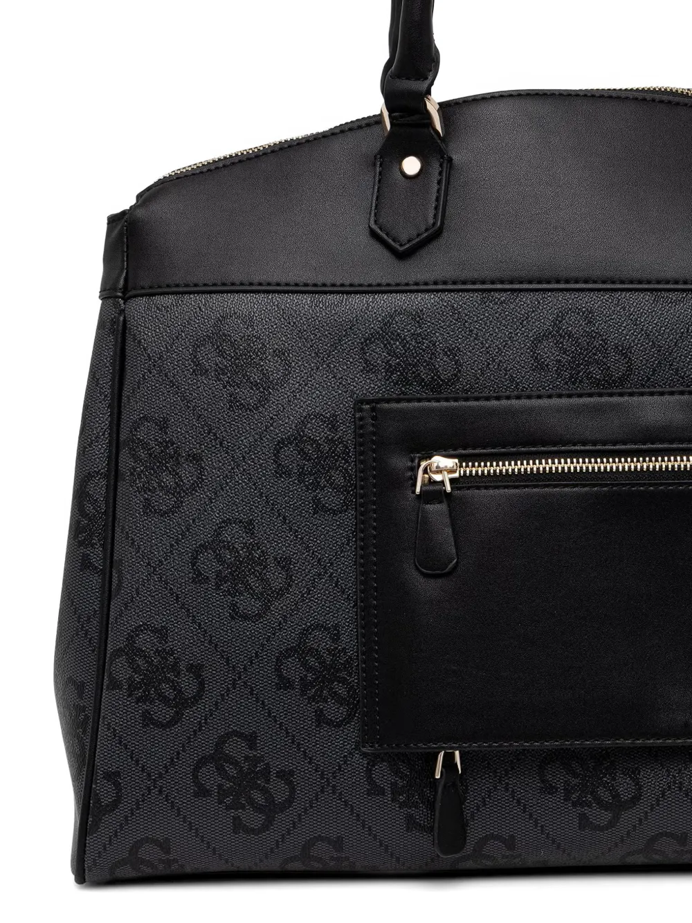 GUESS USA Berta maxi-shopper met monogramprint en logoplakkaat Zwart
