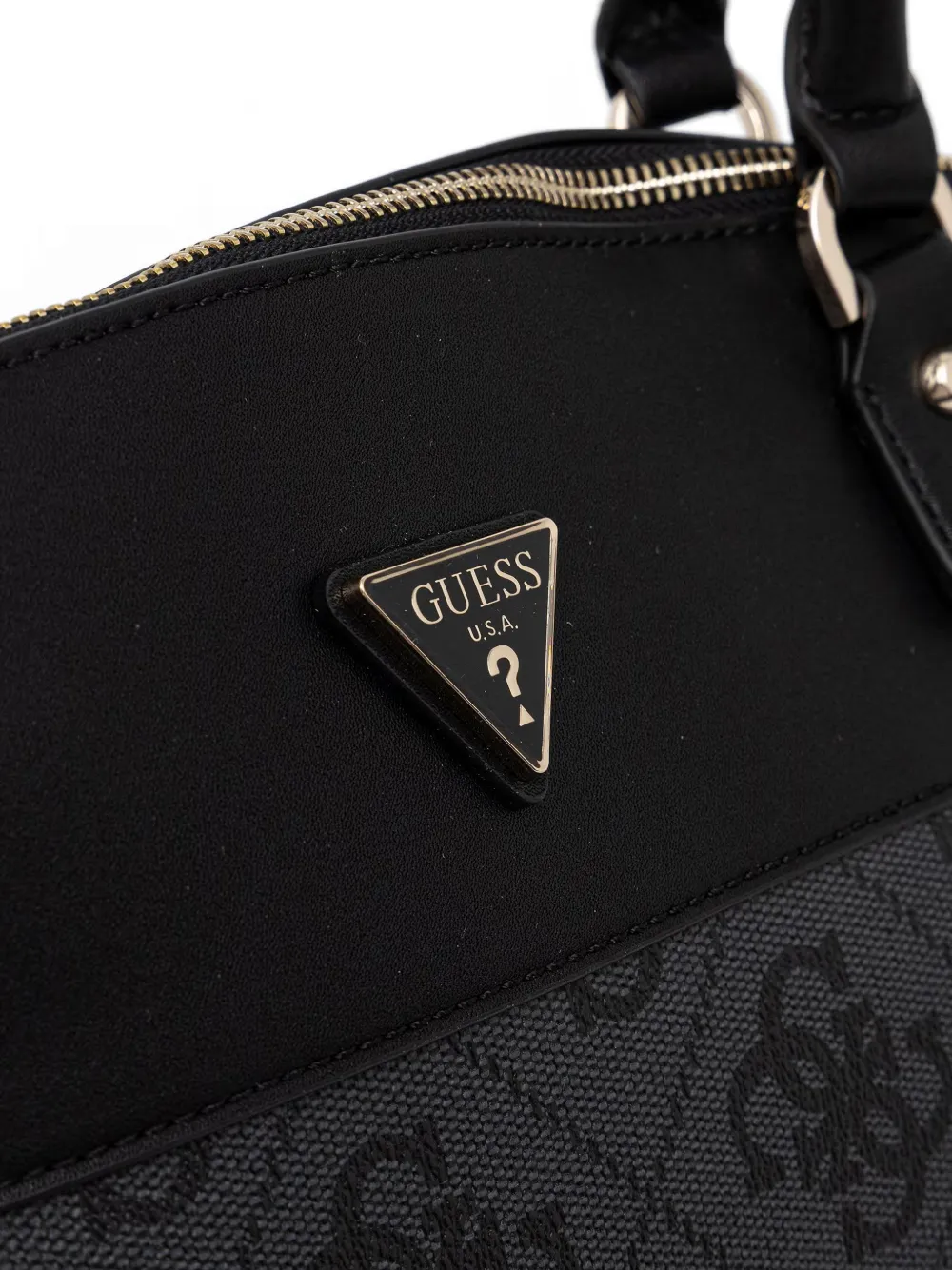 GUESS USA Berta maxi-shopper met monogramprint en logoplakkaat Zwart