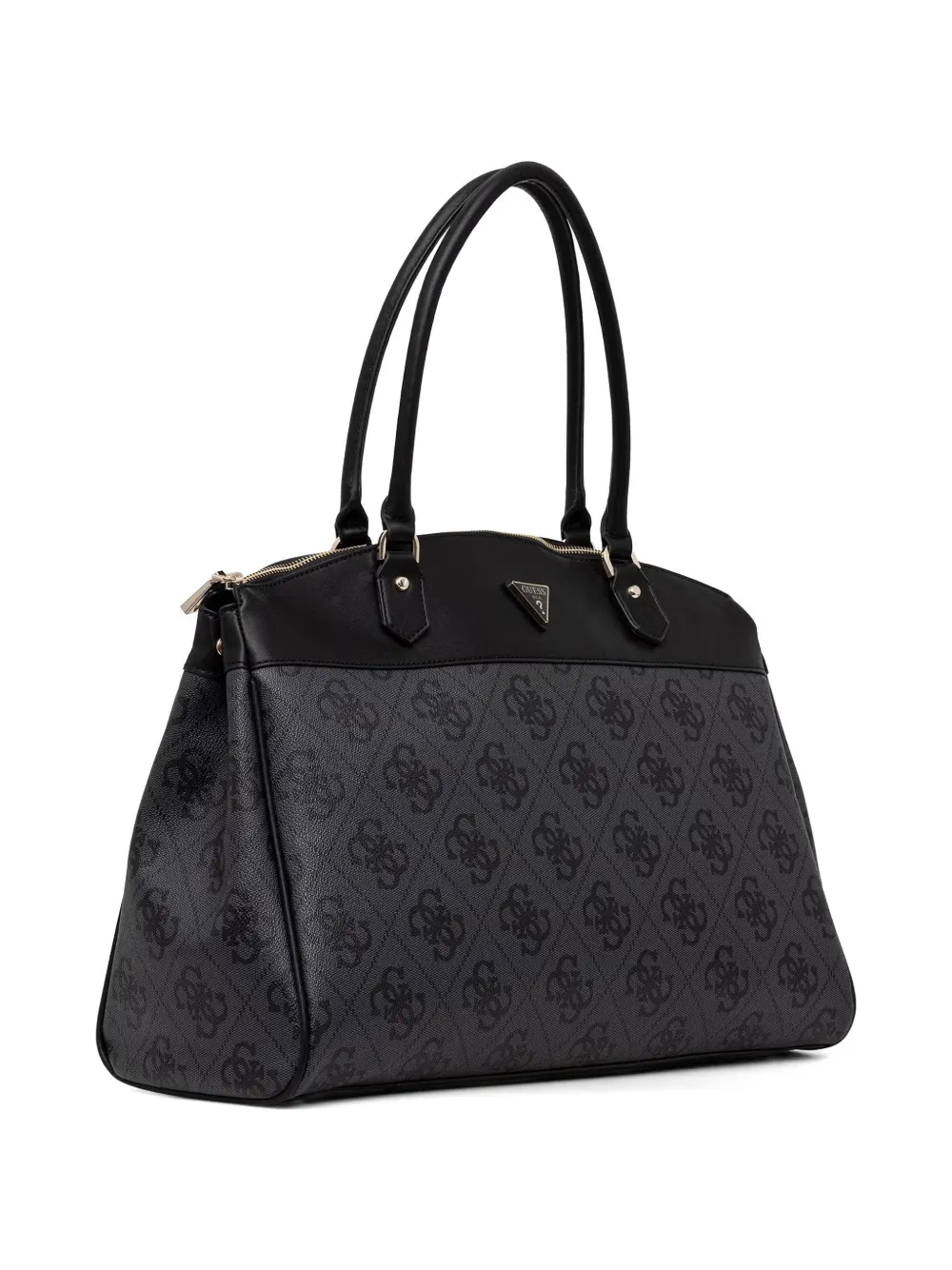 GUESS USA Berta maxi-shopper met monogramprint en logoplakkaat Zwart