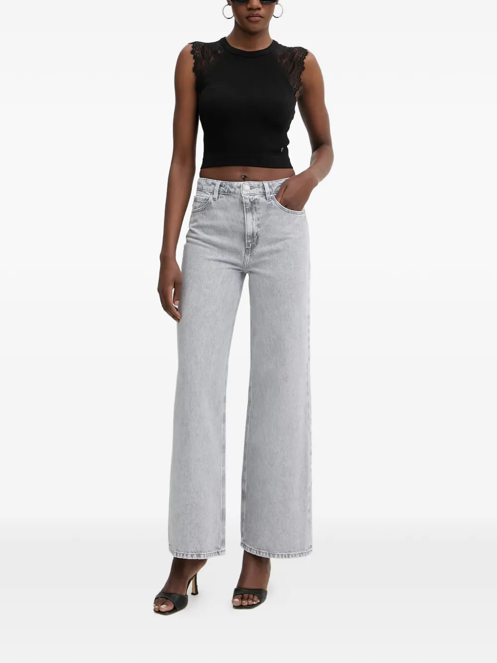 GUESS USA Jeans met wijde pijpen en driehoekige pijpen Grijs
