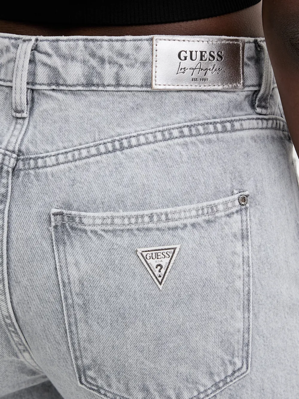 GUESS USA Jeans met wijde pijpen en driehoekige pijpen Grijs