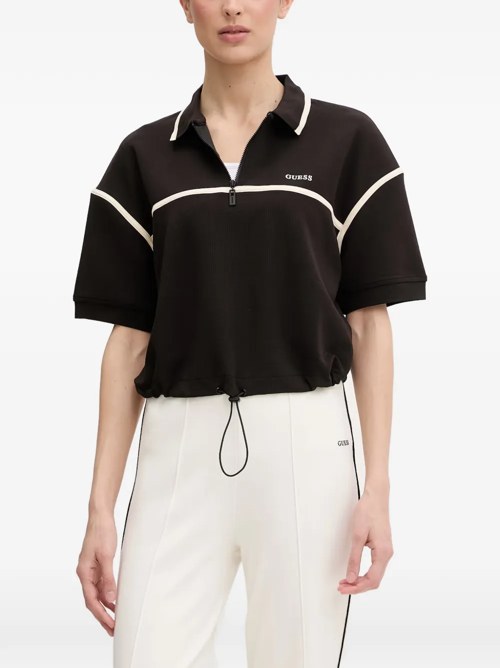 GUESS USA drawstring-hem polo-shirt - Marrone