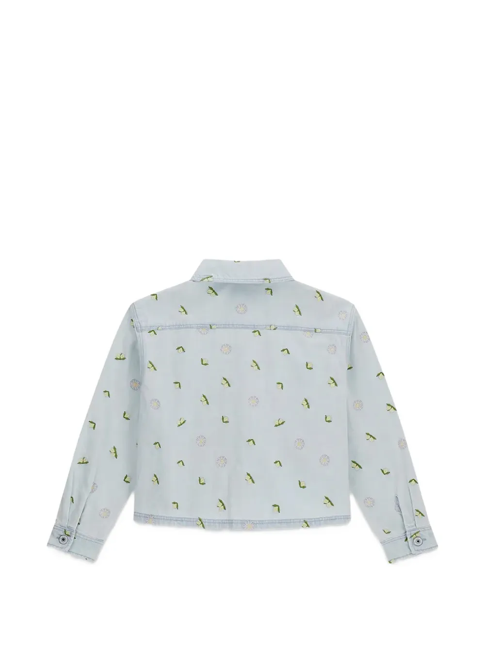 guess kids floral-embroidered denim jacket Blauw