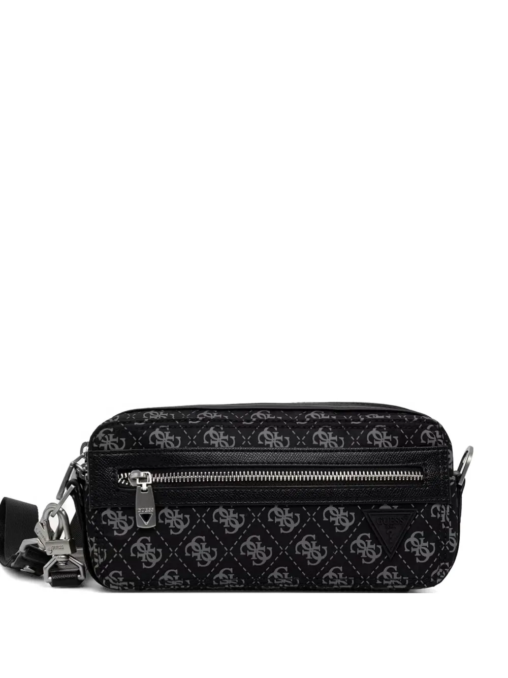 GUESS USA monogram-print logo-plaque messenger bag - Nero