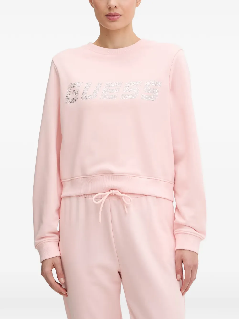 GUESS USA Silvy rhinestone-logo sweatshirt - Rosa