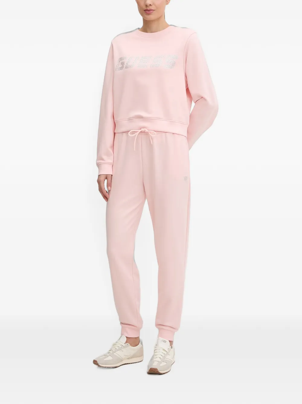 GUESS USA Silvy sweater met logo van stras Roze