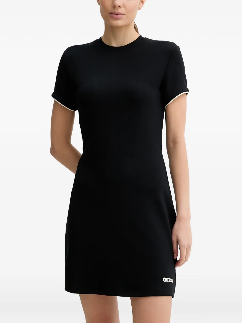 GUESS USA Clara mini-jurk met logopatch en contrasterende afwerking Zwart