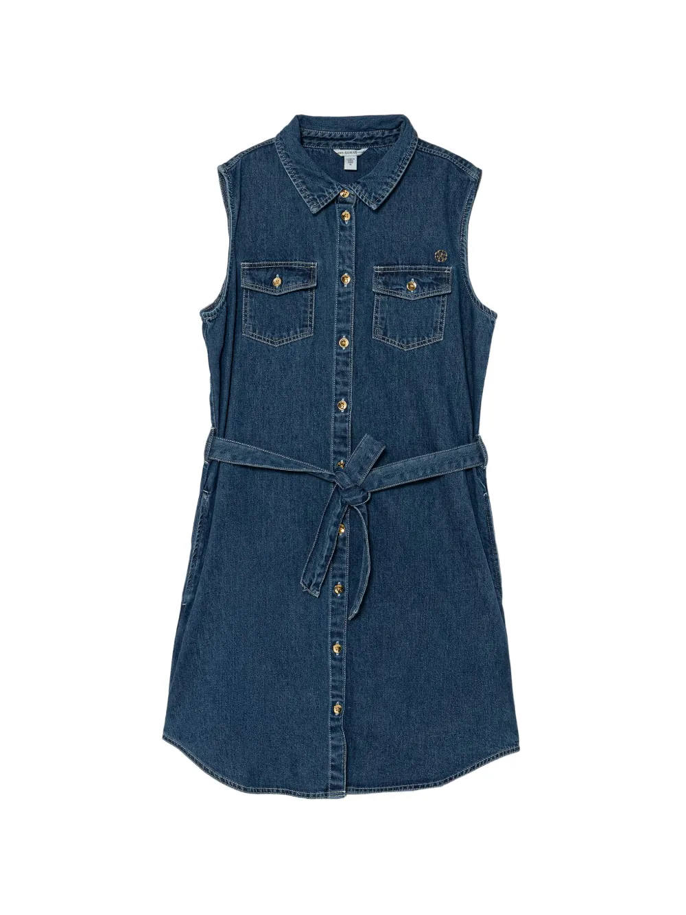 Guess kids belted sleeveless mini dress Blauw