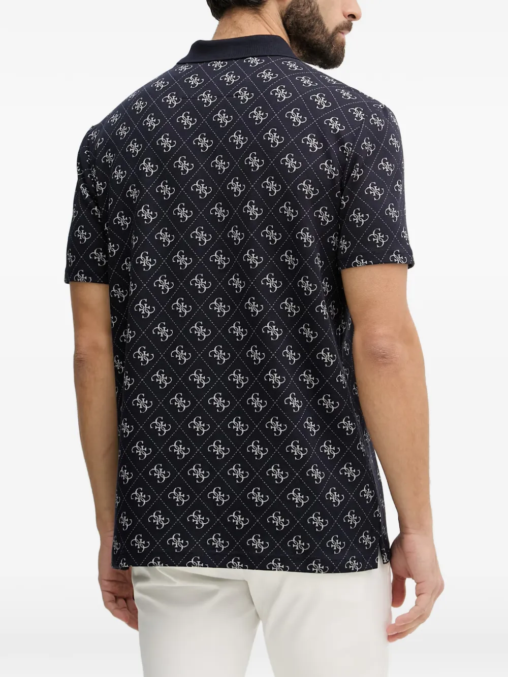 GUESS USA Poloshirt met 4G monogramprint Blauw