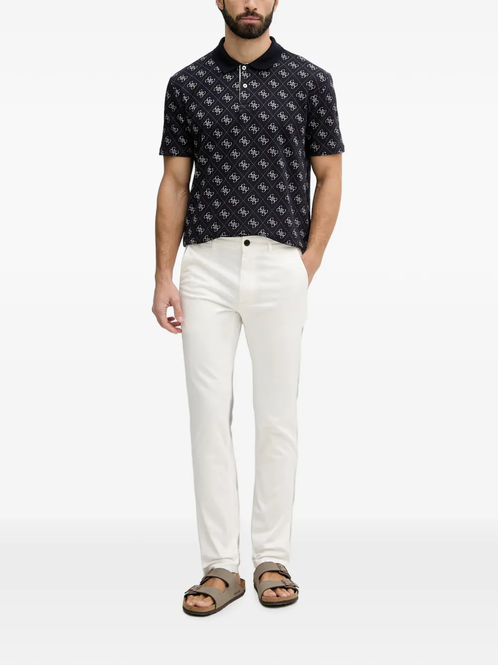 GUESS USA Poloshirt met 4G monogramprint Blauw