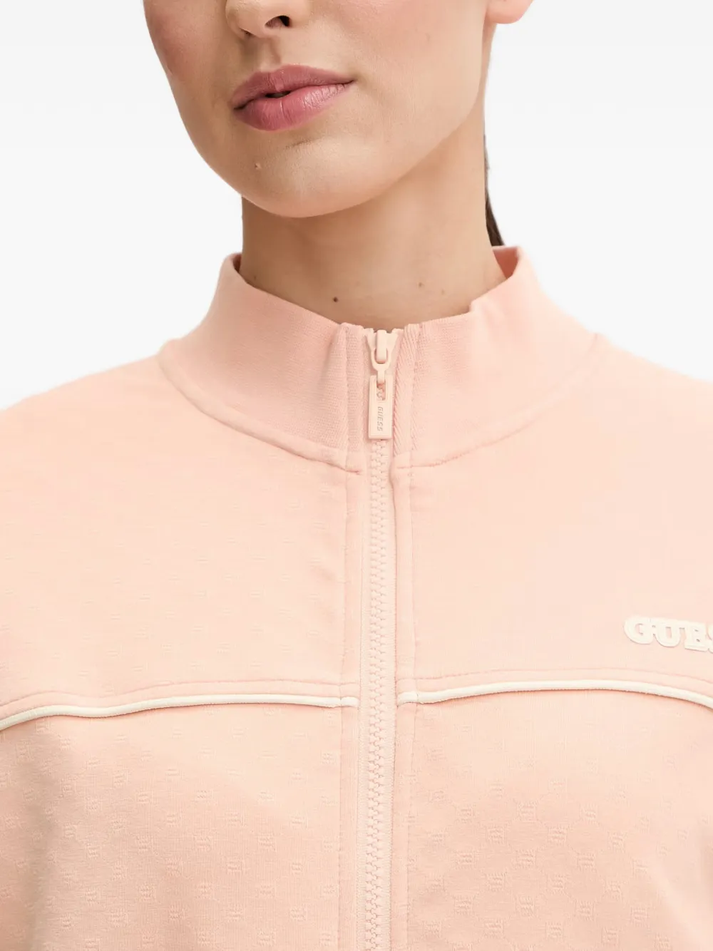 GUESS USA Clara sweater met logopatch en rits Roze