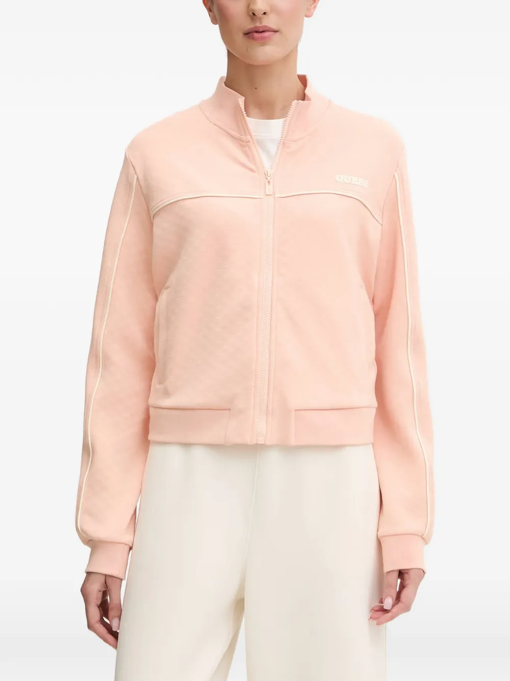 GUESS USA Clara logo-patch zip-up sweatshirt - Rosa