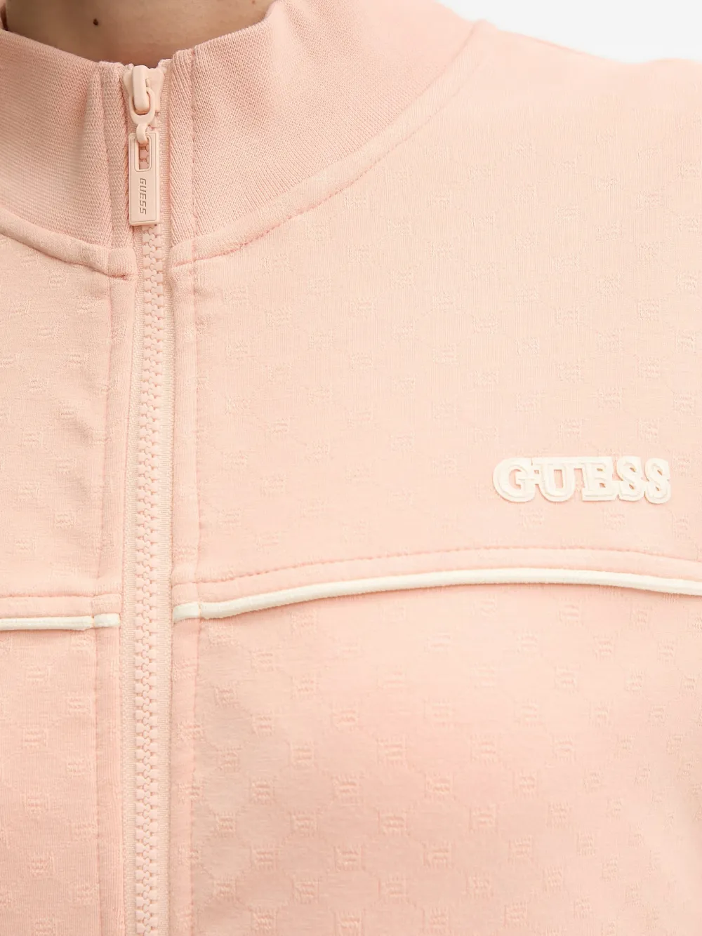 GUESS USA Clara sweater met logopatch en rits Roze