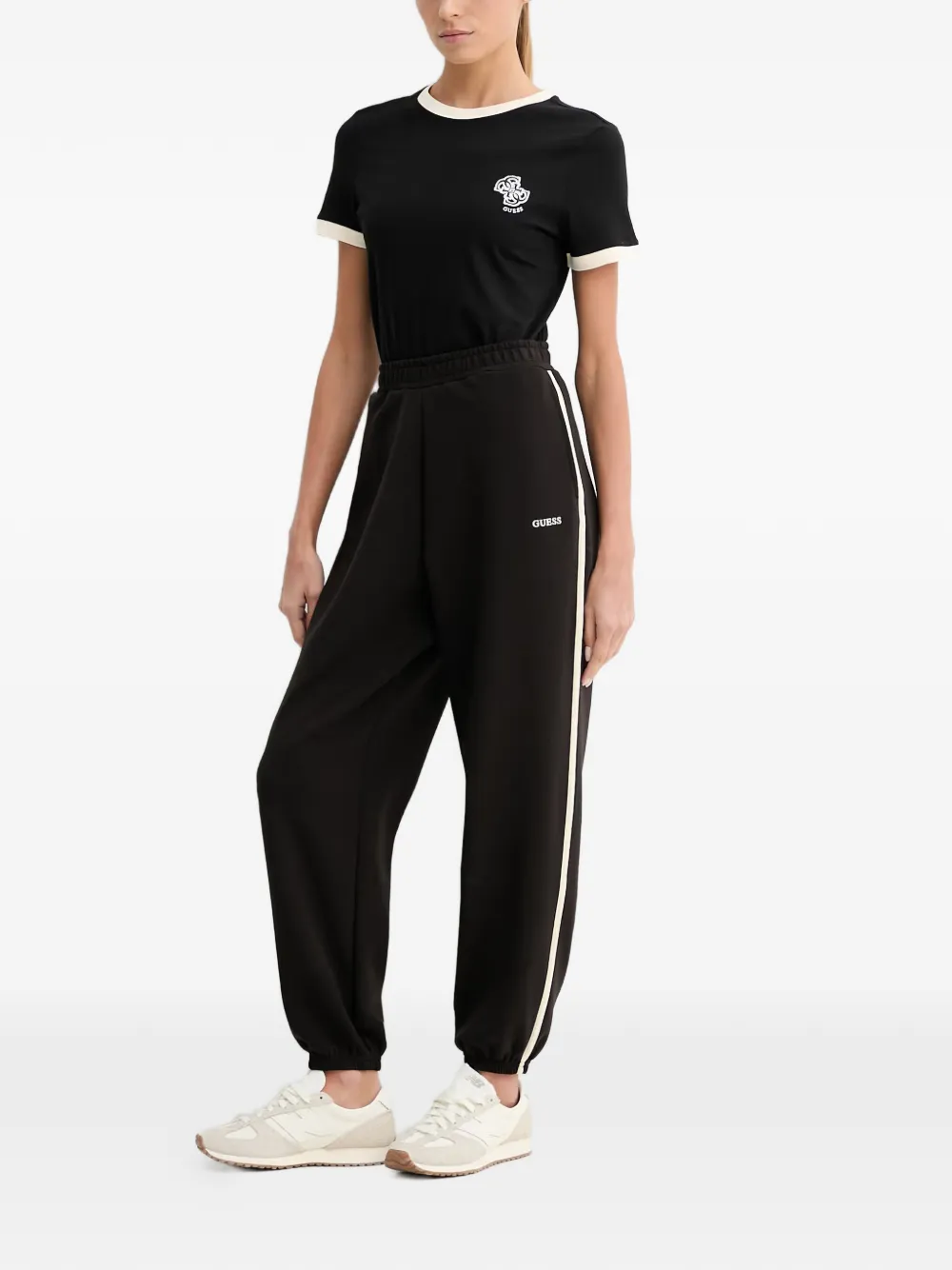 GUESS USA Jasmine trainingsbroek met zijstreep en logoprint Zwart
