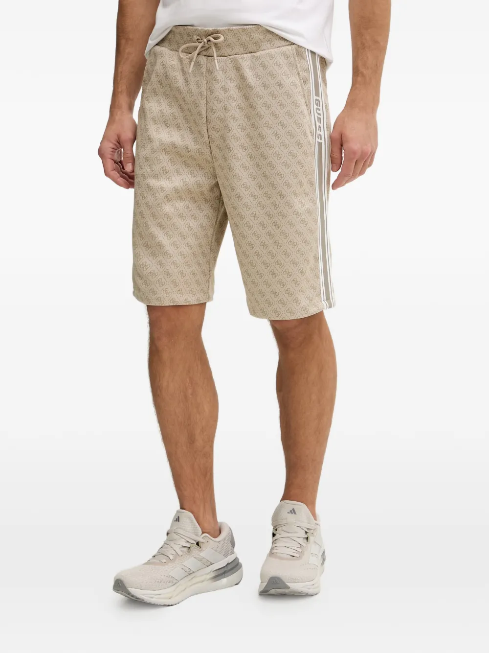 GUESS USA monogram-print side-stripe shorts - Toni neutri