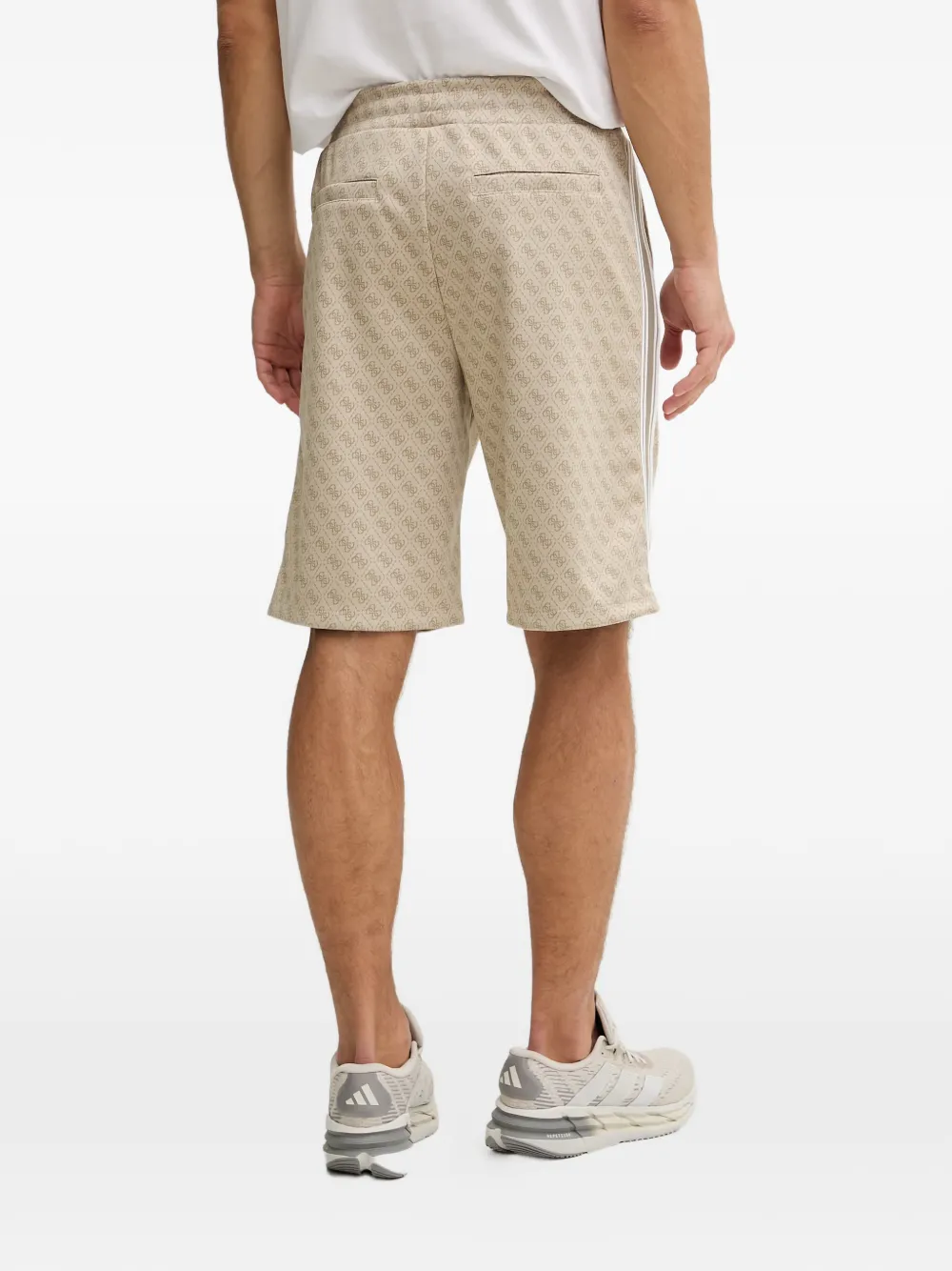 GUESS USA Shorts met monogramprint en zijstreep Beige