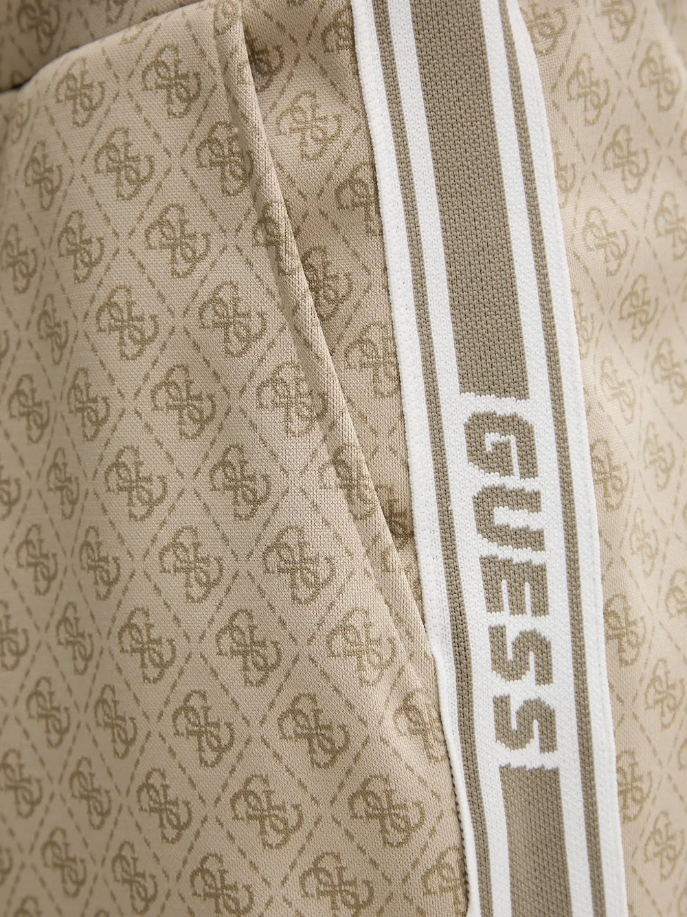 GUESS USA Shorts met monogramprint en zijstreep Beige