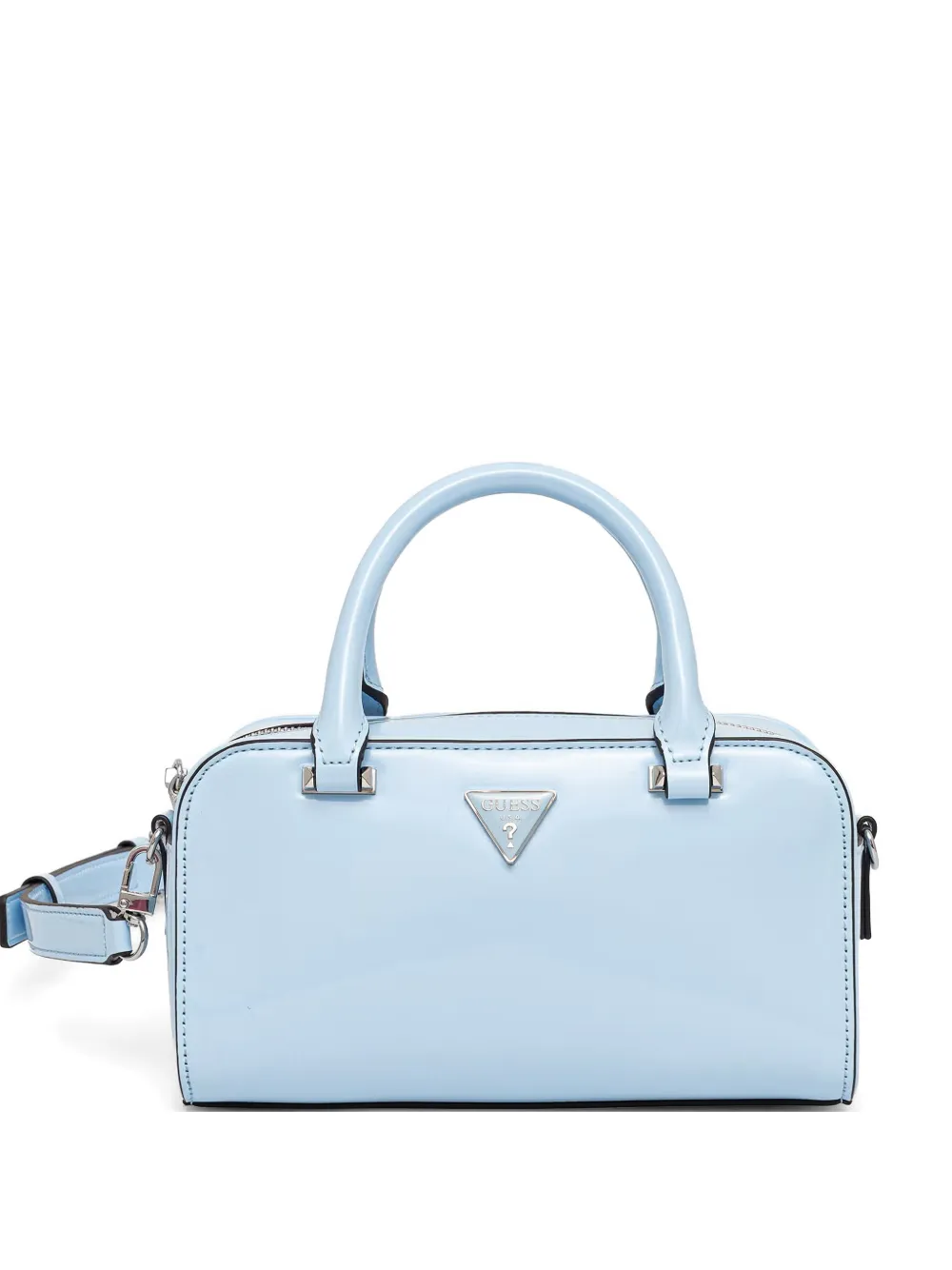 GUESS USA Arnela patent-finish logo-plaque tote bag - Blu