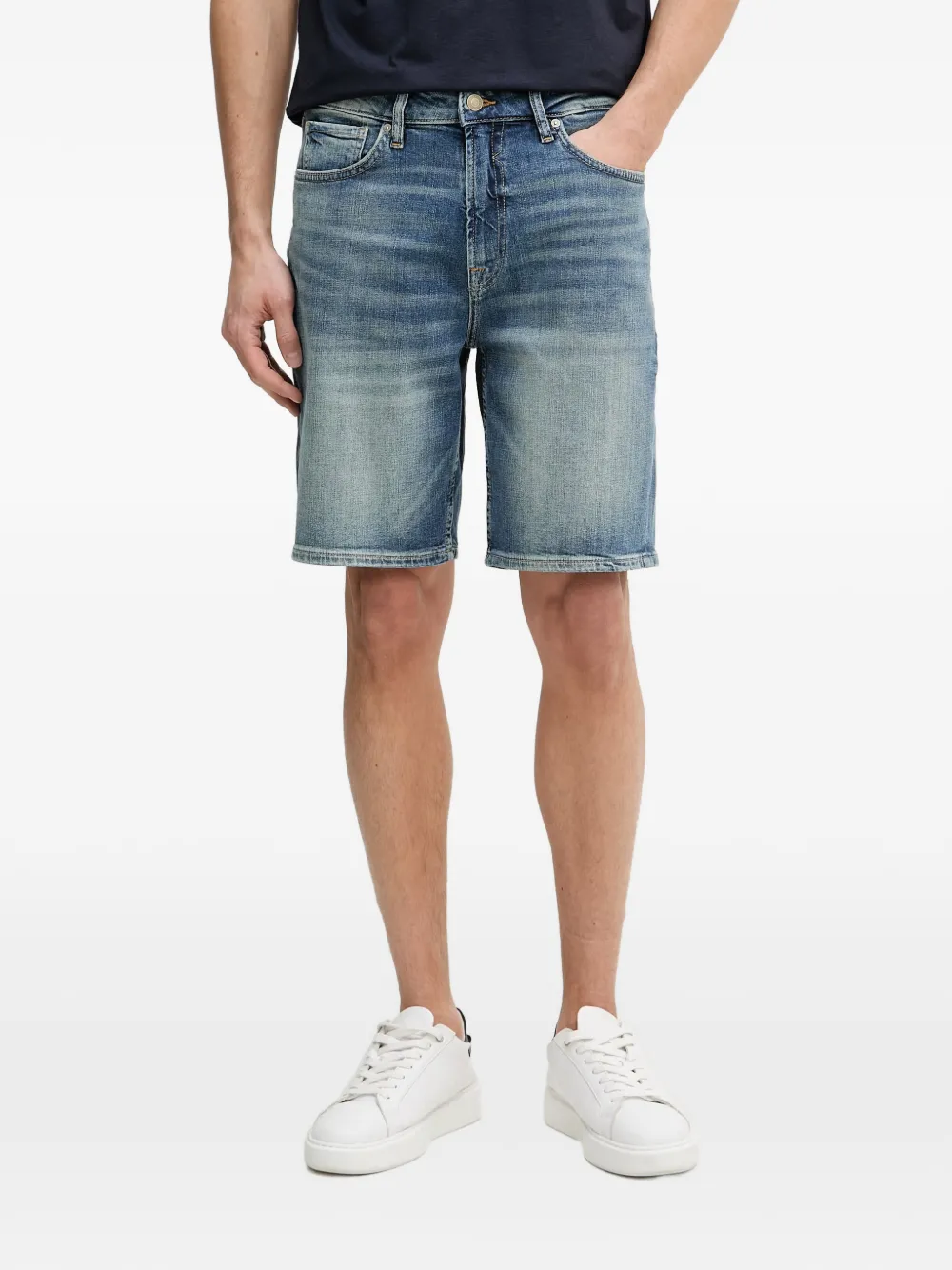 GUESS USA faded-effect denim shorts - Blu