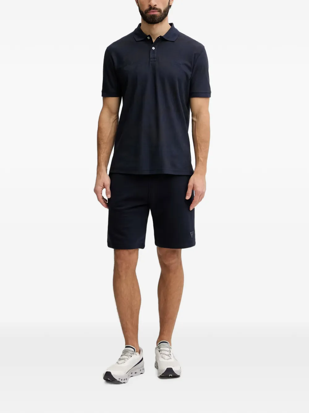 GUESS USA Poloshirt met jacquard-logo Blauw
