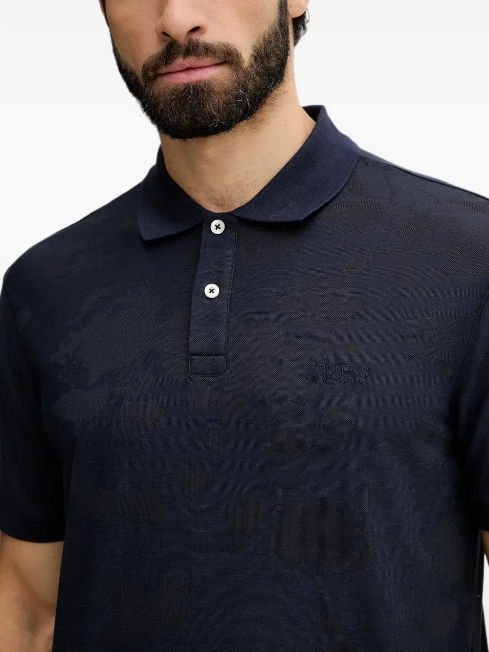 GUESS USA Poloshirt met jacquard-logo Blauw