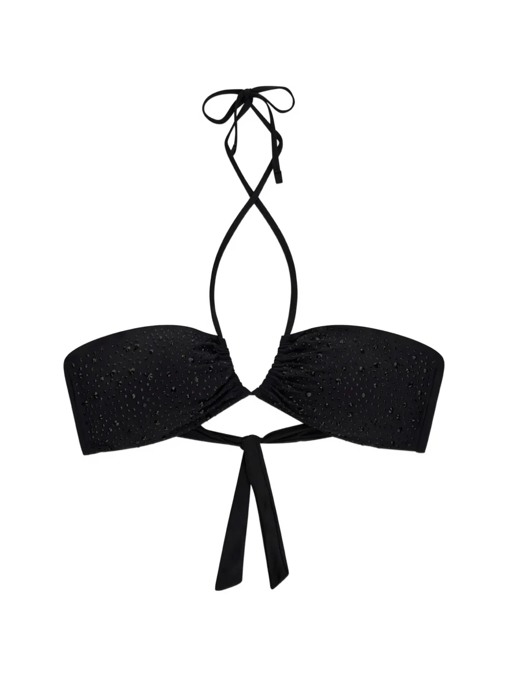 GUESS USA crystal-embellished ruched bikini top - JBLK