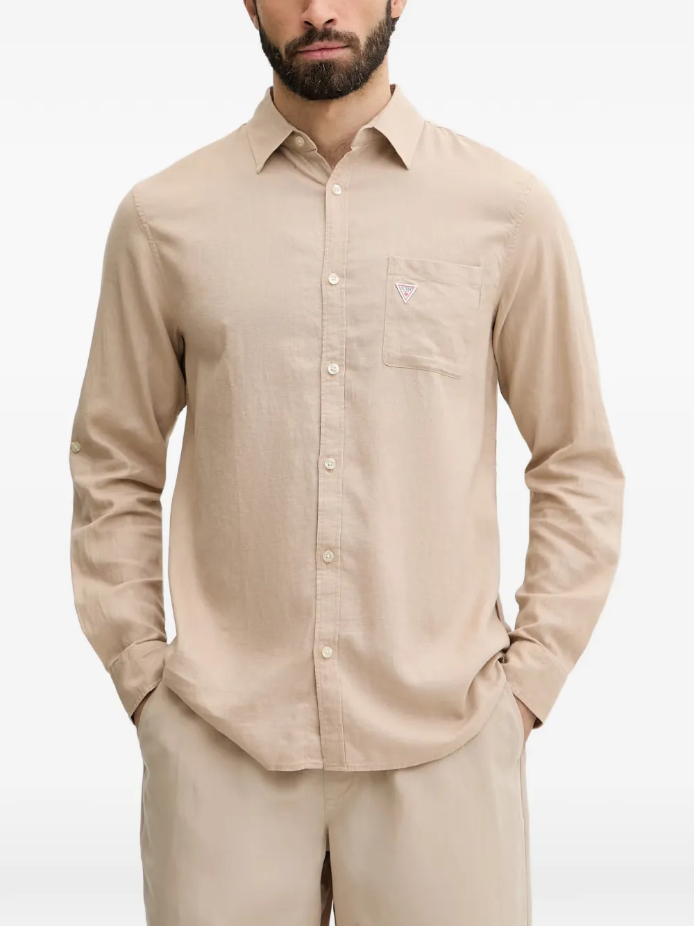 GUESS USA logo-patch chest-pocket shirt - Toni neutri