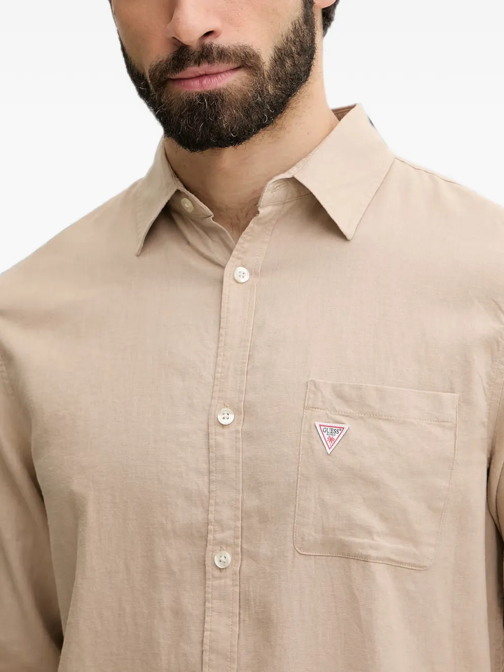 GUESS USA Overhemd met logopatch Beige