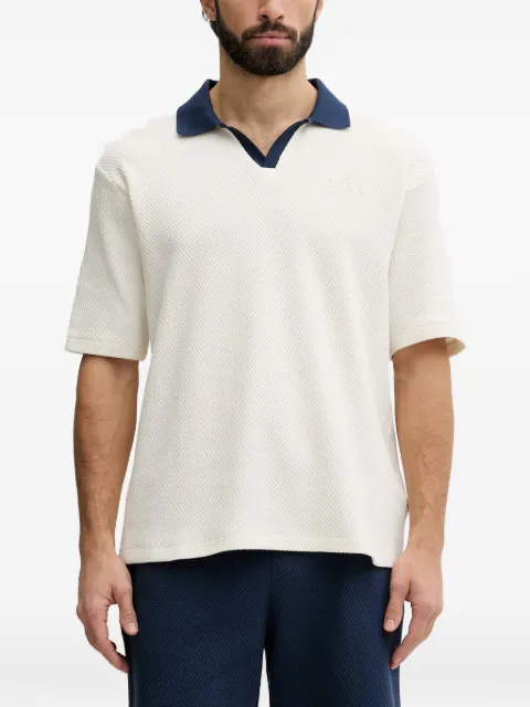 GUESS USA waffle-knit contrast-collar polo shirt