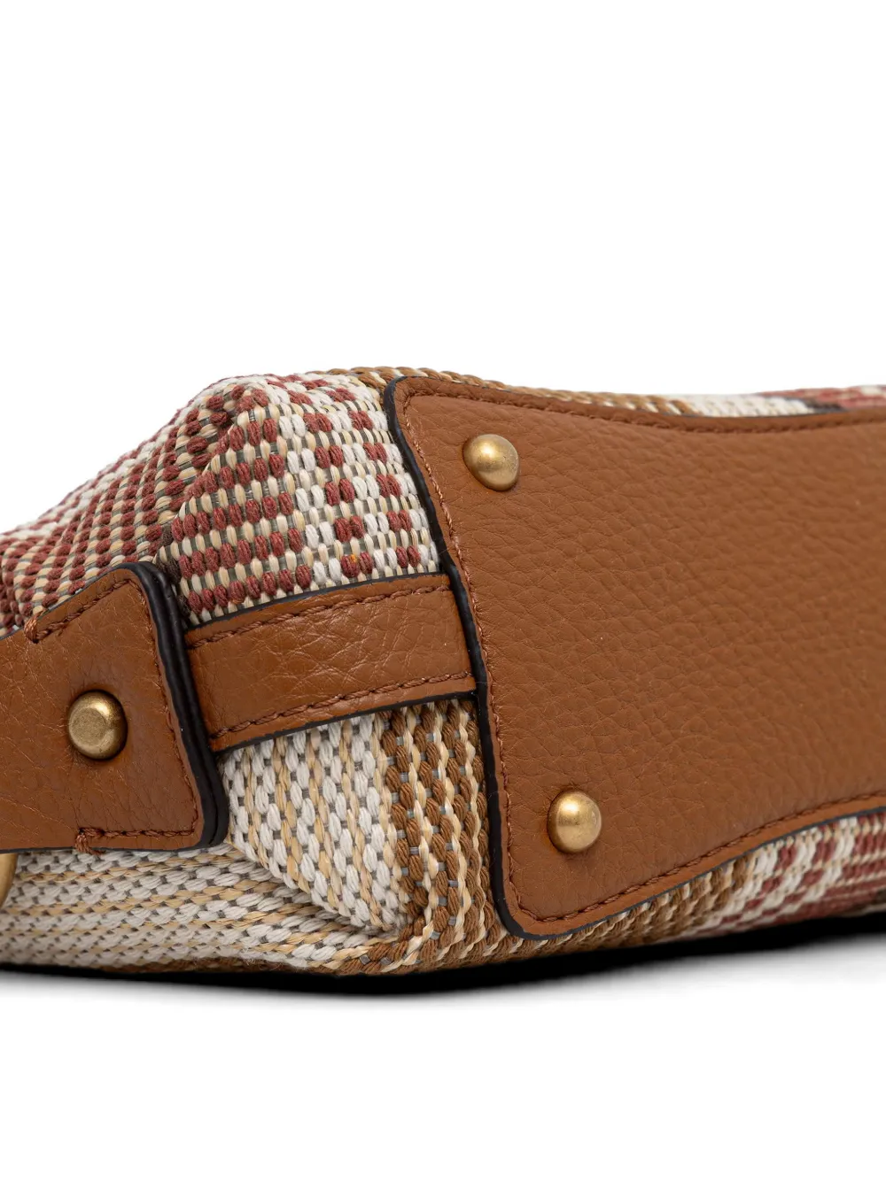 GUESS USA Camdem gestreepte schoudertas met logoplakkaat Bruin