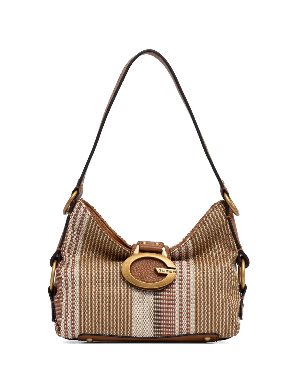 GUESS USA Camdem striped logo-plaque shoulder bag - Marrone