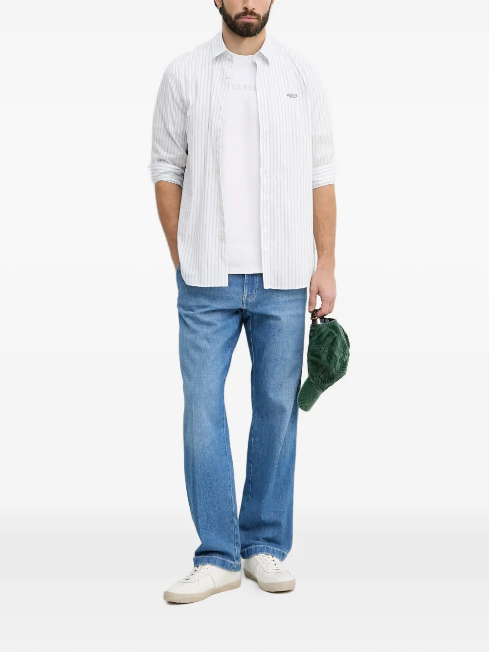 GUESS USA Overhemd met geborduurd logo Wit