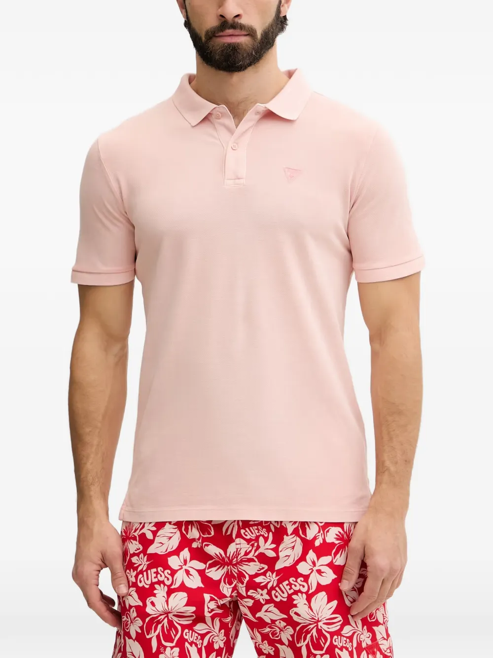 GUESS USA logo-patch polo shirt - Rosa