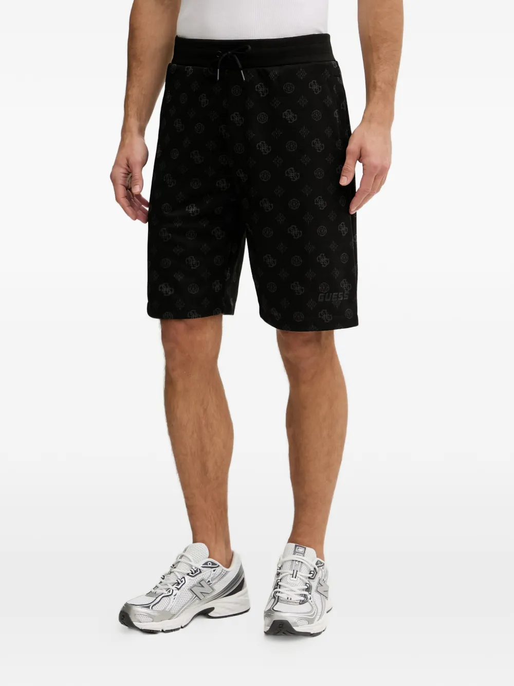 GUESS USA monogram-print drawstring shorts - Schwarz