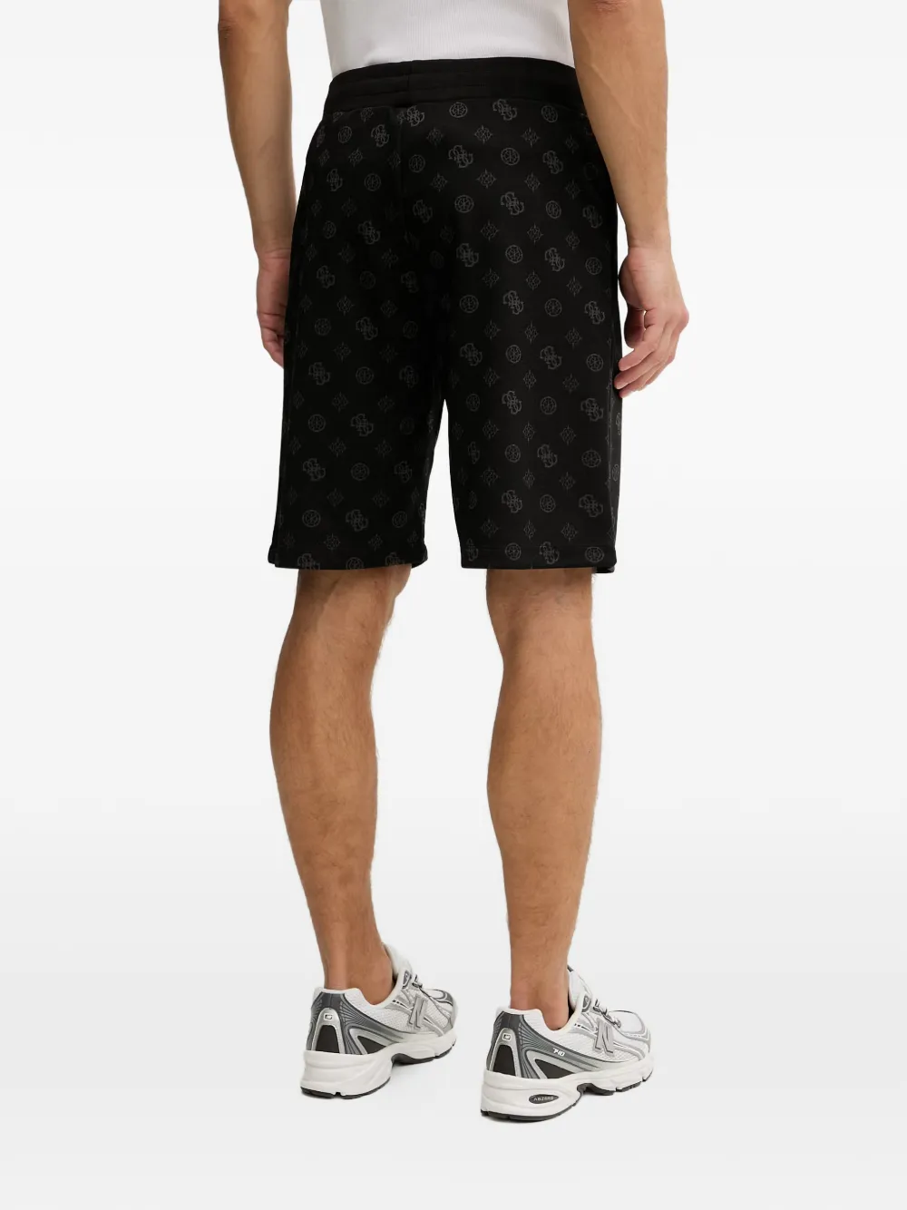 GUESS USA Shorts met monogramprint en trekkoord Zwart