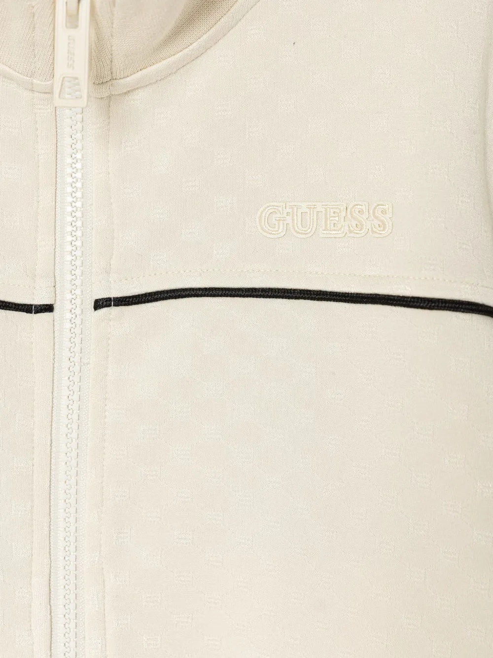 guess kids logo-embroidered zip-up jacket Beige