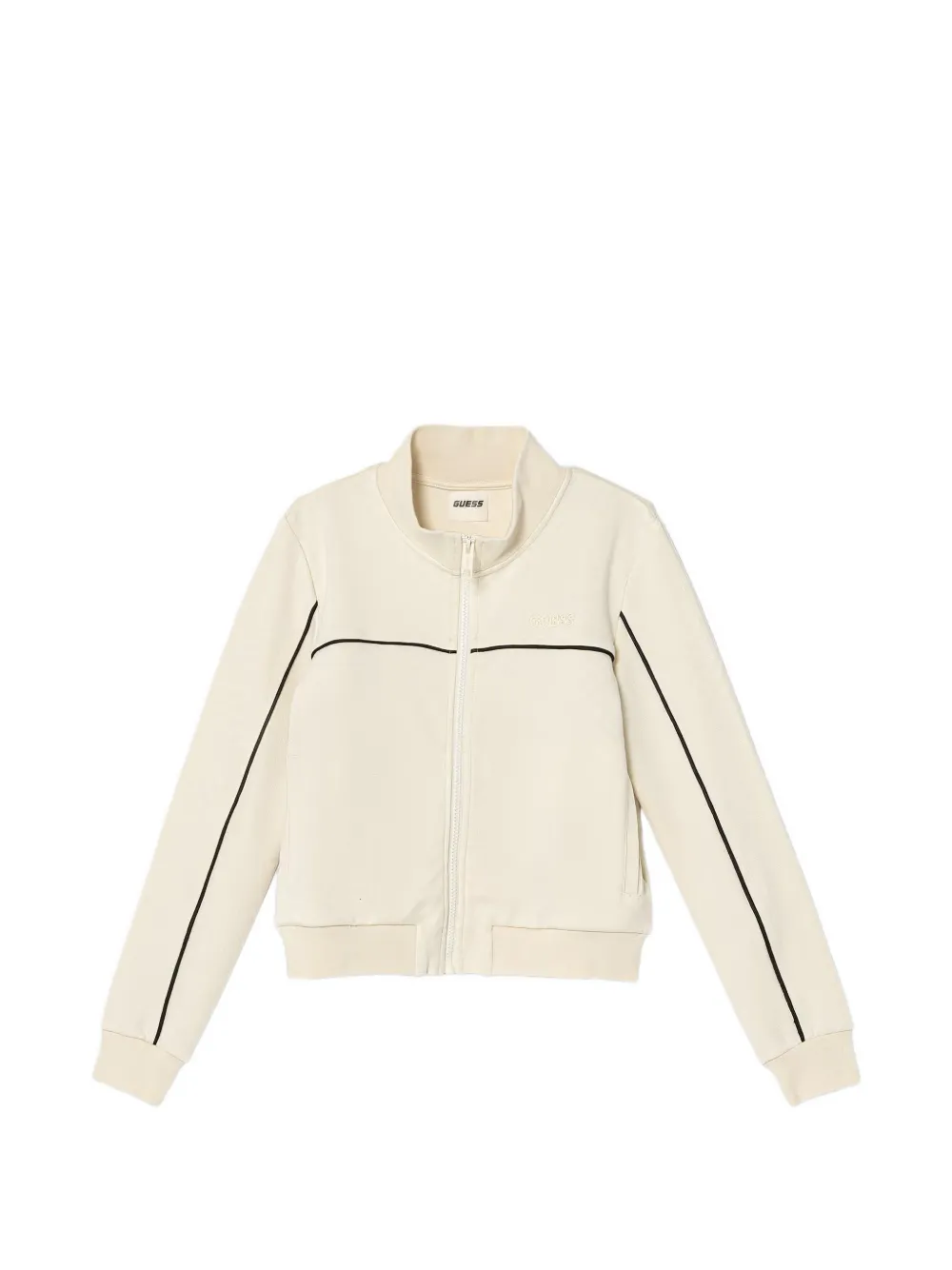 guess kids logo-embroidered zip-up jacket - Toni neutri