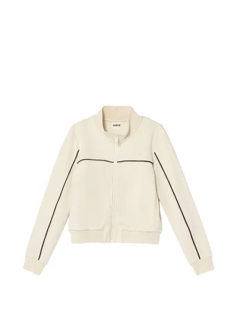 guess kids logo-embroidered zip-up jacket