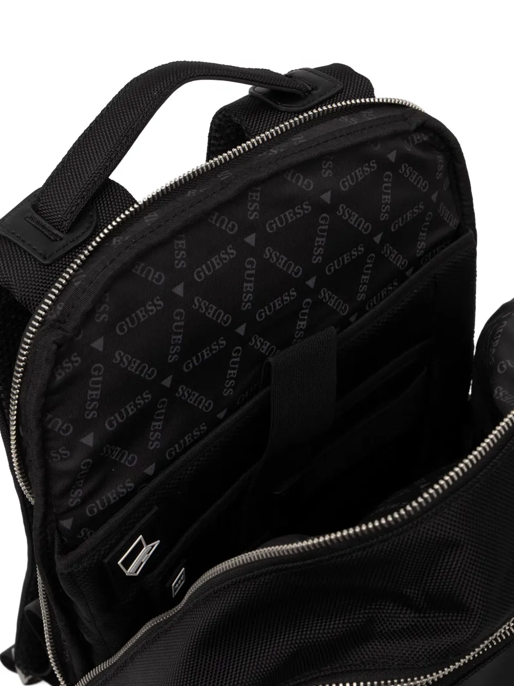 GUESS USA Berna rugzak met logoplakkaat en meerdere zakken Zwart