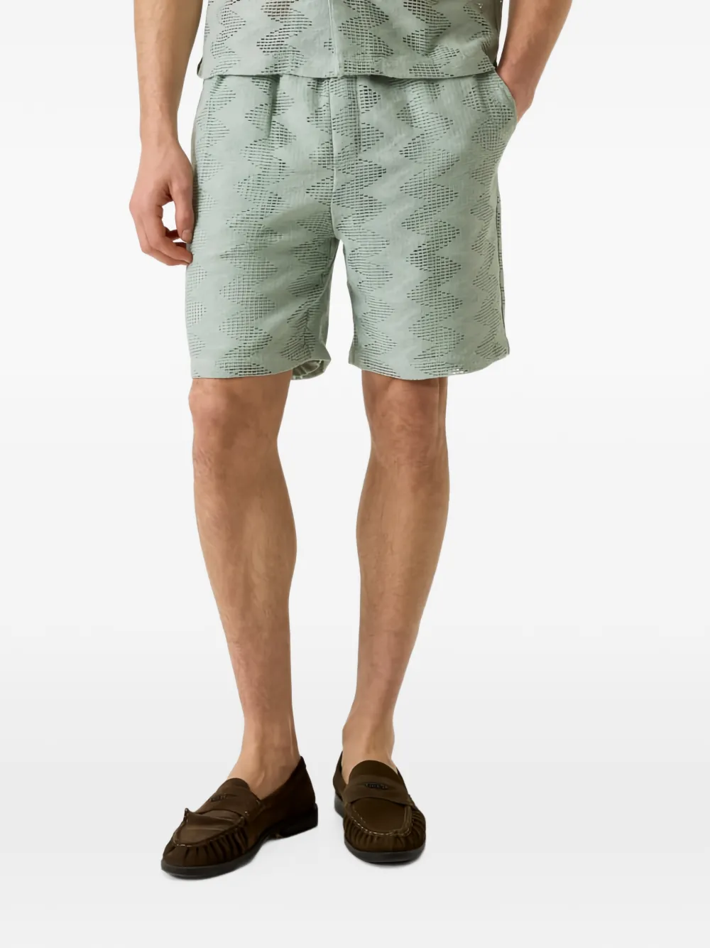 GUESS USA Gebreide shorts met zigzag-patroon Groen