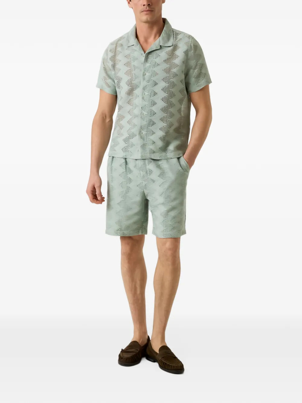 GUESS USA Gebreide shorts met zigzag-patroon Groen